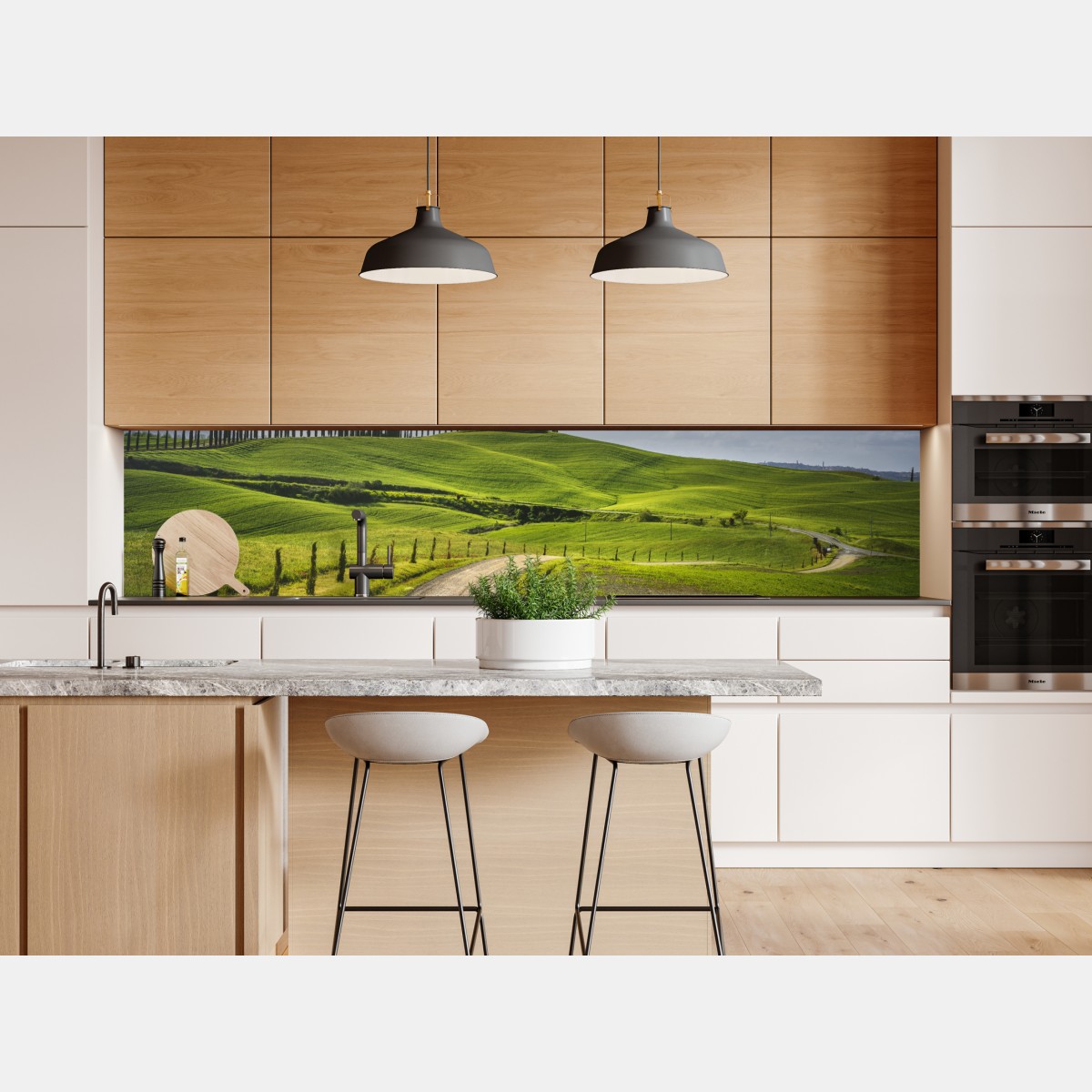 Naklejka repozycjonowalna wiejska droga w Toskanii przez zielone wzgórza – Wallissimo® Naklejka repozycjonowalna wiejska droga w Toskanii przez zielone wzgórza – Wallissimo®