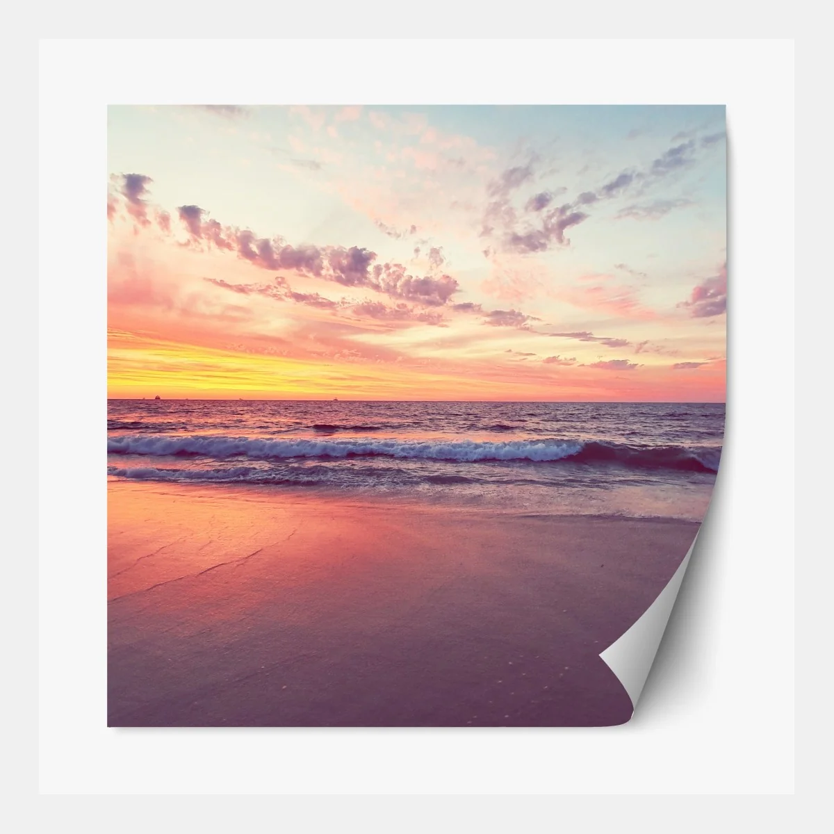 Naklejka repozycjonowalna pastelowy zachód słońca nad spokojnym morzem – Wallissimo® Naklejka repozycjonowalna pastelowy zachód słońca nad spokojnym morzem – Wallissimo®