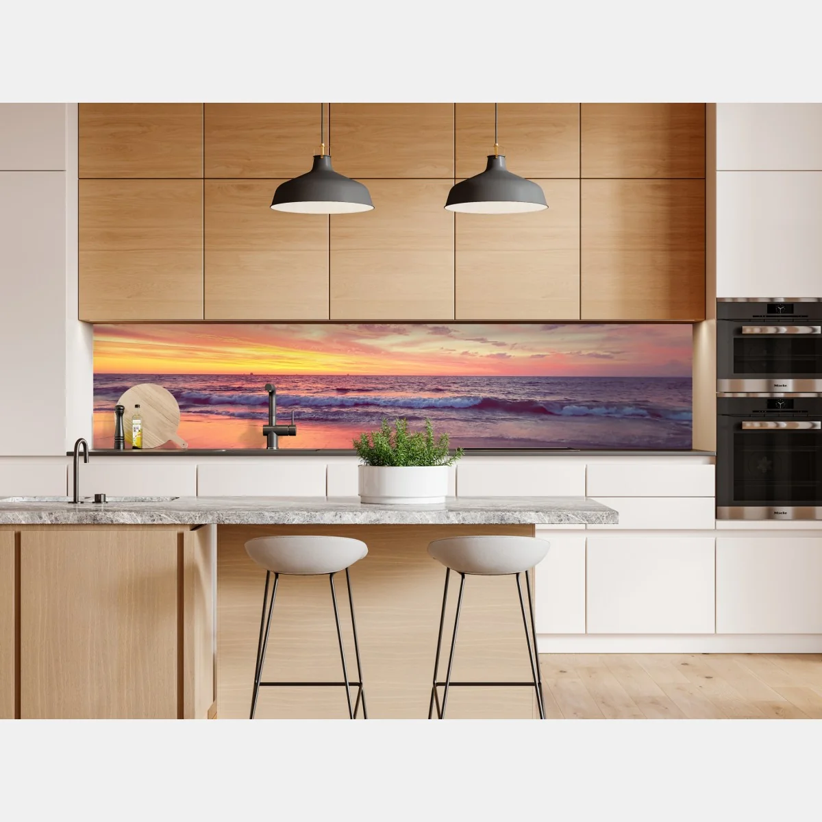 Naklejka repozycjonowalna pastelowy zachód słońca nad spokojnym morzem – Wallissimo® Naklejka repozycjonowalna pastelowy zachód słońca nad spokojnym morzem – Wallissimo®