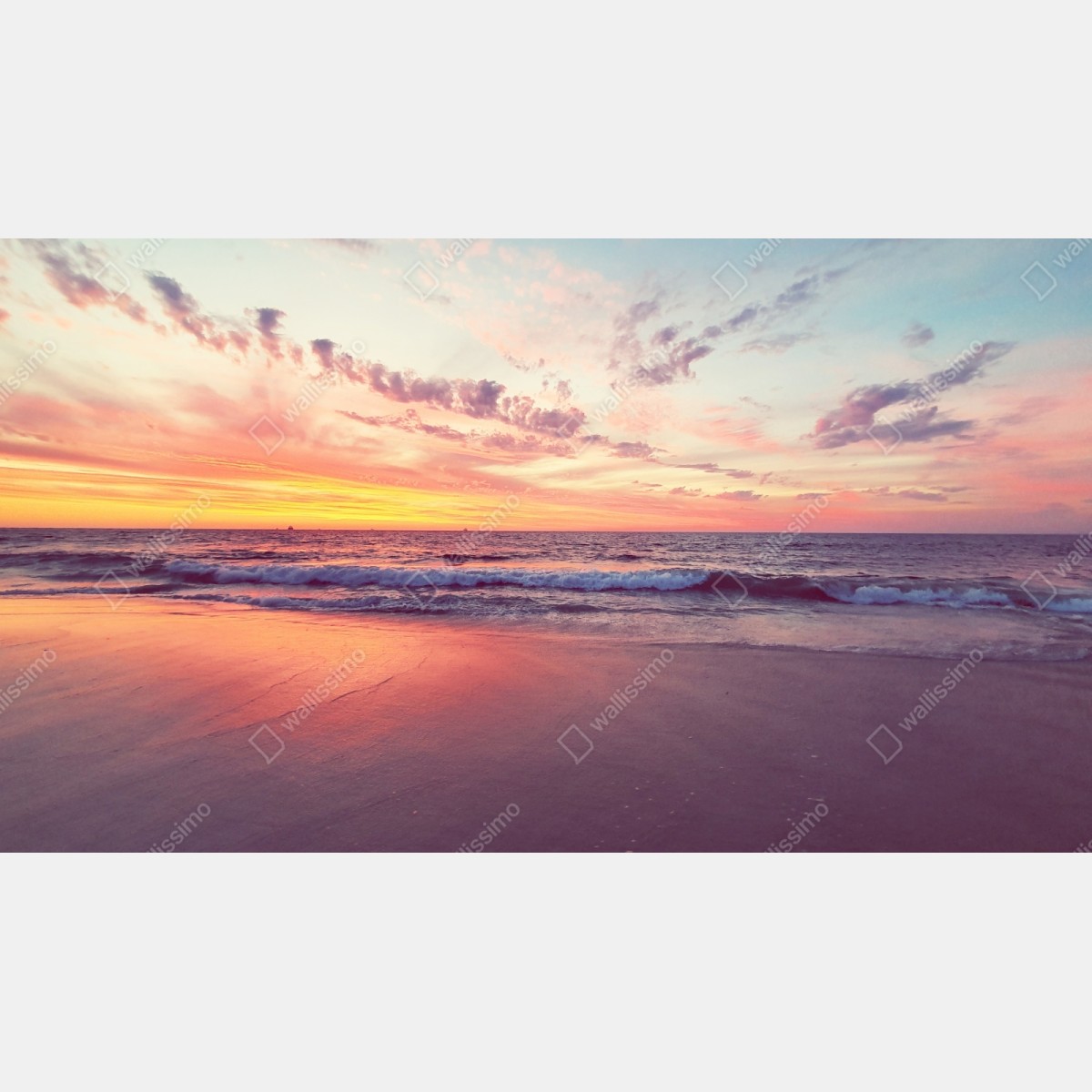 Naklejka repozycjonowalna pastelowy zachód słońca nad spokojnym morzem – Wallissimo® Naklejka repozycjonowalna pastelowy zachód słońca nad spokojnym morzem – Wallissimo®