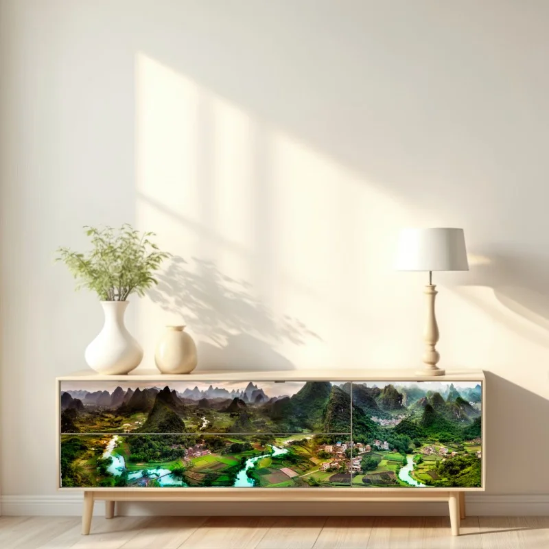 Naklejka repozycjonowalna szmaragdowa rzeka wśród krasowych gór panorama – Wallissimo® Naklejka repozycjonowalna szmaragdowa rzeka wśród krasowych gór panorama – Wallissimo®