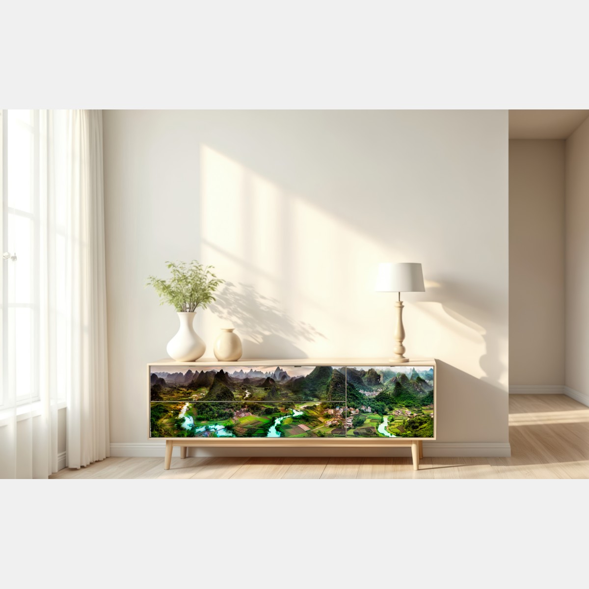 Naklejka repozycjonowalna szmaragdowa rzeka wśród krasowych gór panorama – Wallissimo® Naklejka repozycjonowalna szmaragdowa rzeka wśród krasowych gór panorama – Wallissimo®