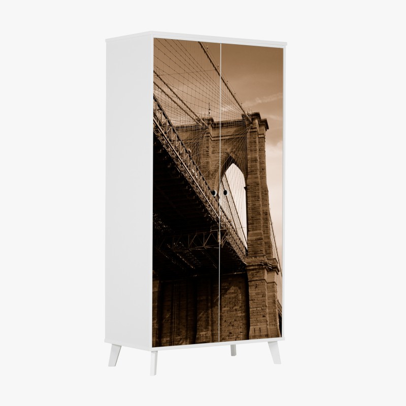 Naklejka na szafę sepia widok na Most Brookliński