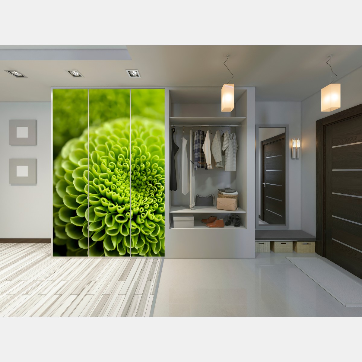 Naklejka na szafę intensywna zielona spirala kwiatowa – Wallissimo® Naklejka na szafę intensywna zielona spirala kwiatowa – Wallissimo®