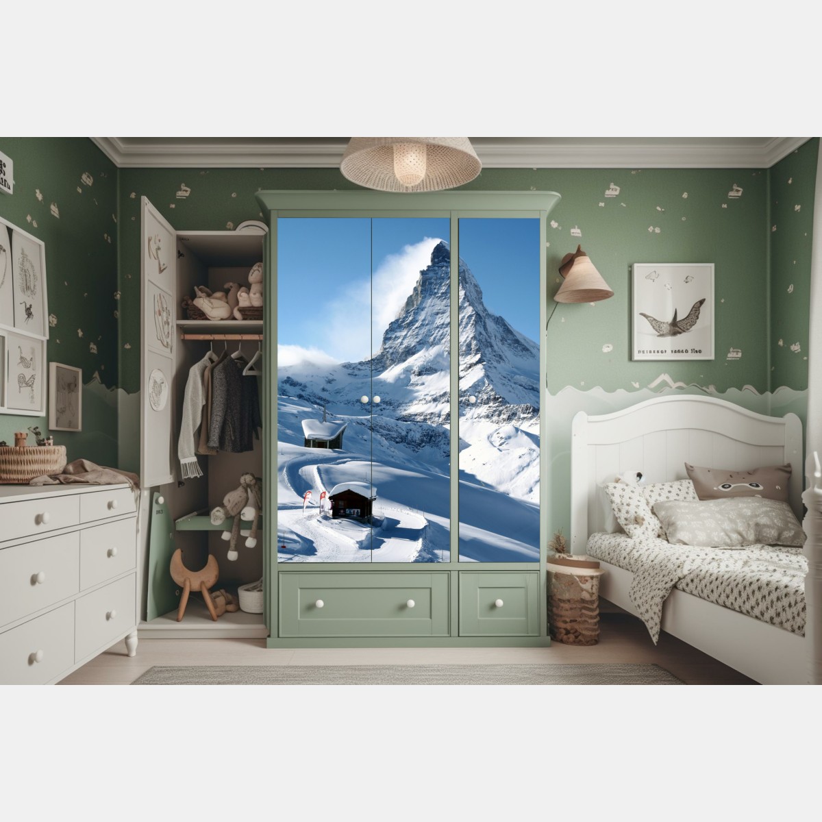 Naklejka na szafę majestatyczny alpejski szczyt zimą – Wallissimo® Naklejka na szafę majestatyczny alpejski szczyt zimą – Wallissimo®