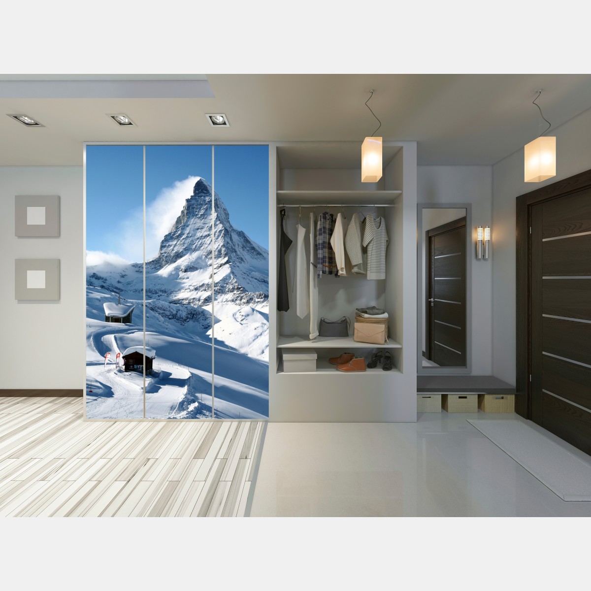 Naklejka na szafę majestatyczny alpejski szczyt zimą – Wallissimo® Naklejka na szafę majestatyczny alpejski szczyt zimą – Wallissimo®