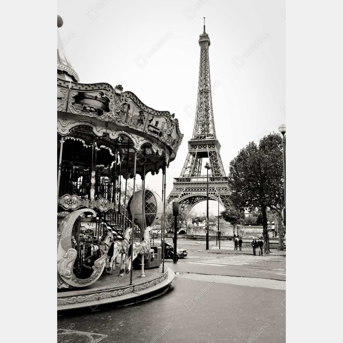 Naklejka na szafę wieża Eiffla i karuzela w Paryżu – Wallissimo® Naklejka na szafę wieża Eiffla i karuzela w Paryżu – Wallissimo®