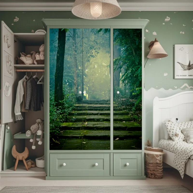 Naklejka na szafę słoneczna łąka o zmierzchu – Wallissimo®