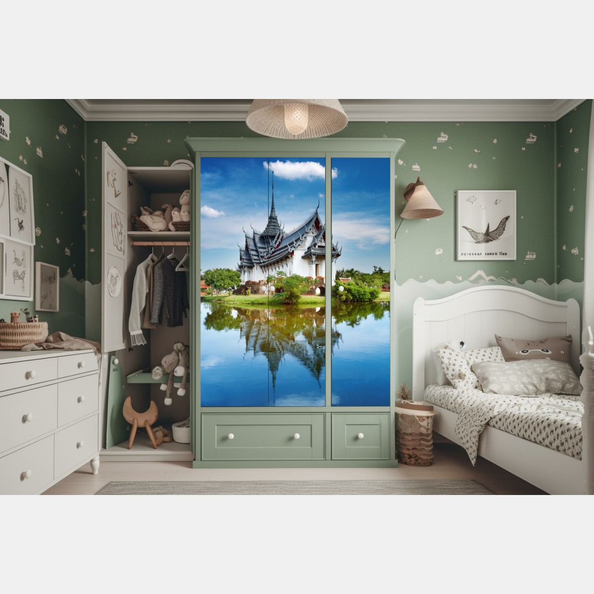 Naklejka na szafę Sanphet Prasat pałac nad jeziorem – Wallissimo® Naklejka na szafę Sanphet Prasat pałac nad jeziorem – Wallissimo®