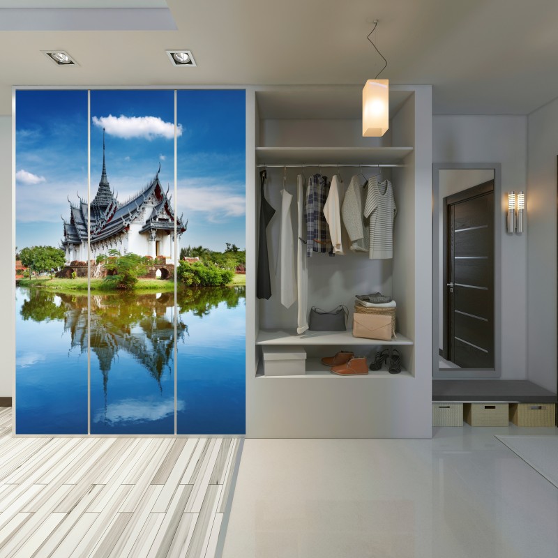Naklejka na szafę Sanphet Prasat pałac nad jeziorem – Wallissimo® Naklejka na szafę Sanphet Prasat pałac nad jeziorem – Wallissimo®