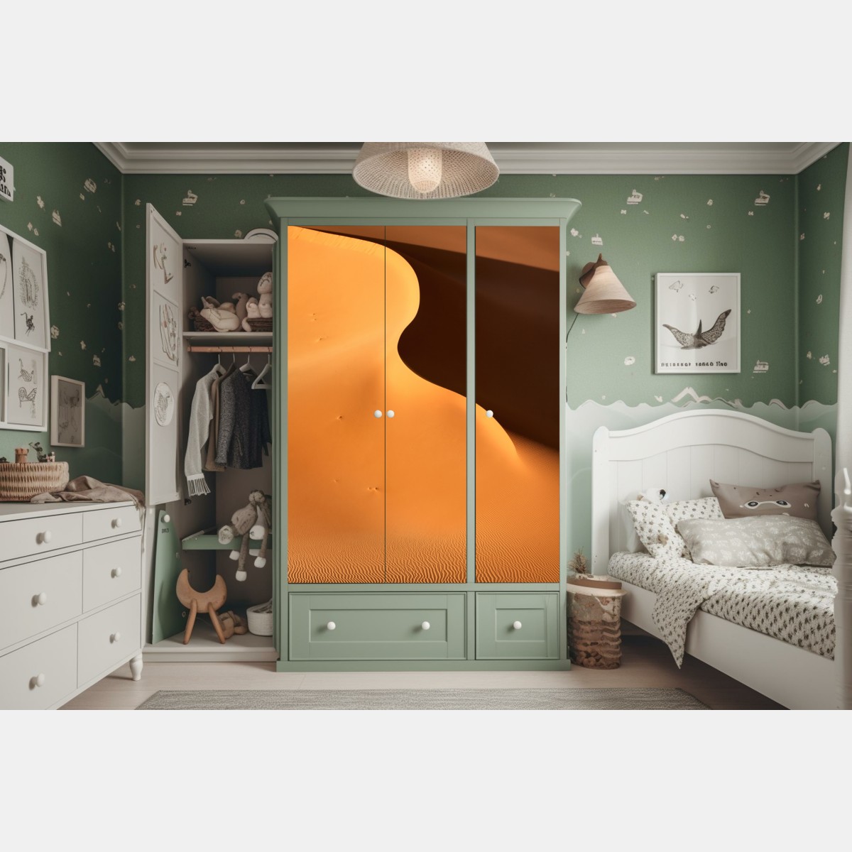 Naklejka na szafę złote krzywizny wydmy – Wallissimo® Naklejka na szafę złote krzywizny wydmy – Wallissimo®