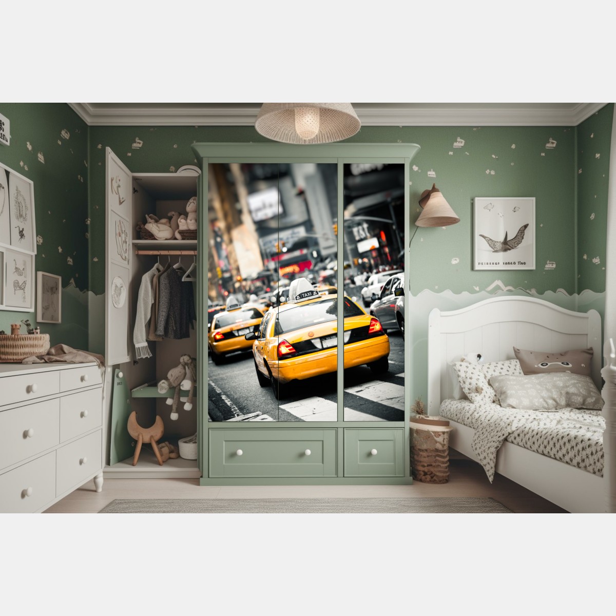 Naklejka na szafę żółta taksówka na ulicach Nowego Jorku – Wallissimo® Naklejka na szafę żółta taksówka na ulicach Nowego Jorku – Wallissimo®