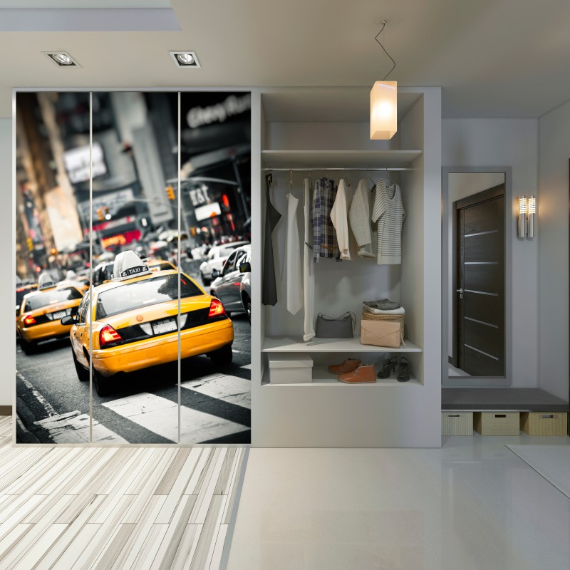 Naklejka na szafę żółta taksówka na ulicach Nowego Jorku – Wallissimo® Naklejka na szafę żółta taksówka na ulicach Nowego Jorku – Wallissimo®