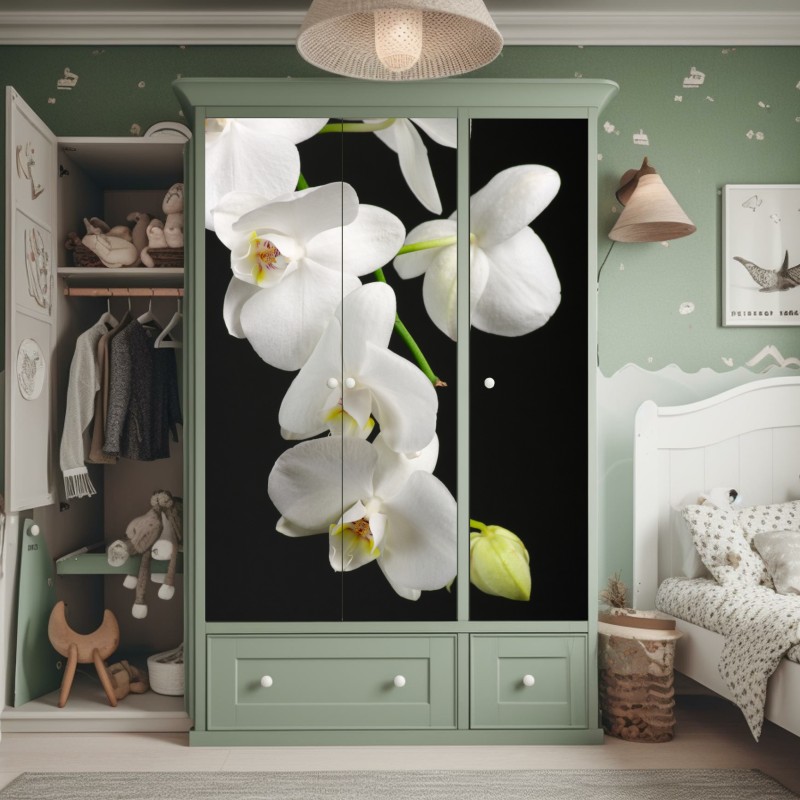 Naklejka na szafę turkusowy wzór fal ze złotymi liniami – Wallissimo®