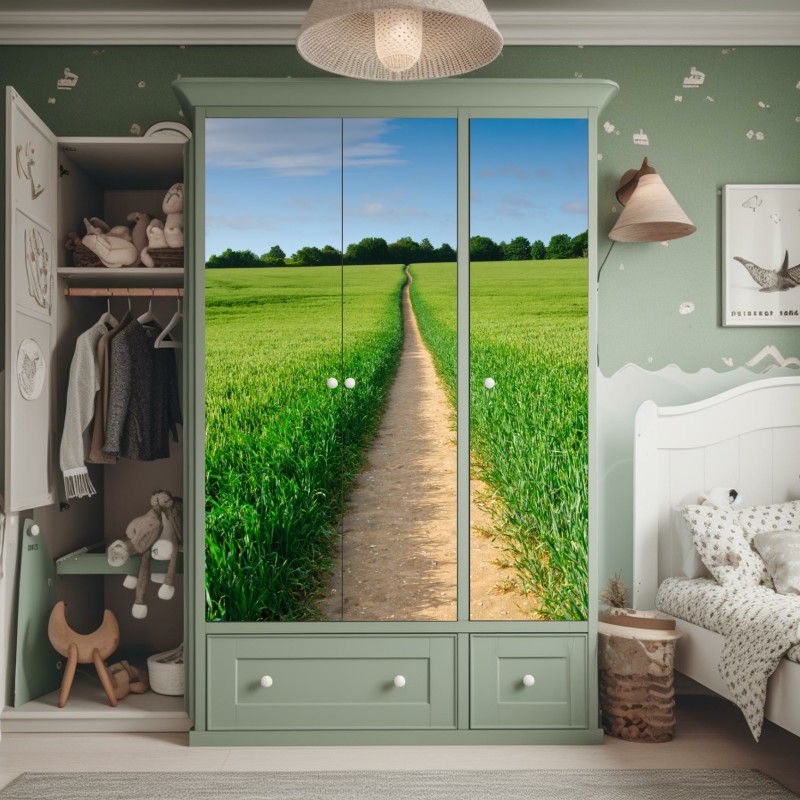 Naklejka na szafę czarno-biały wzór ze spiralami – Wallissimo®