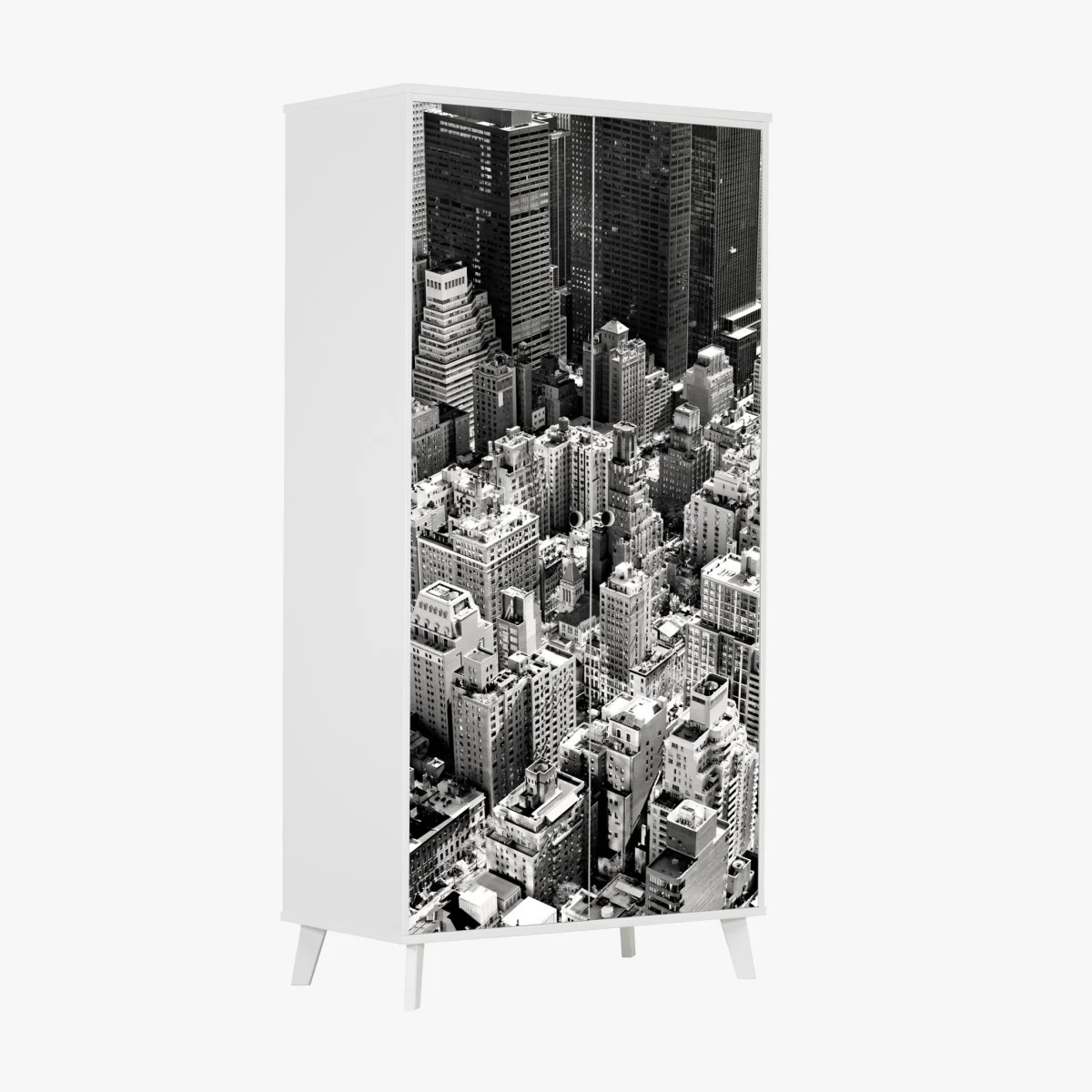 Naklejka na szafę Manhattan widok z lotu ptaka w monochromie – Wallissimo® Naklejka na szafę Manhattan widok z lotu ptaka w monochromie – Wallissimo®