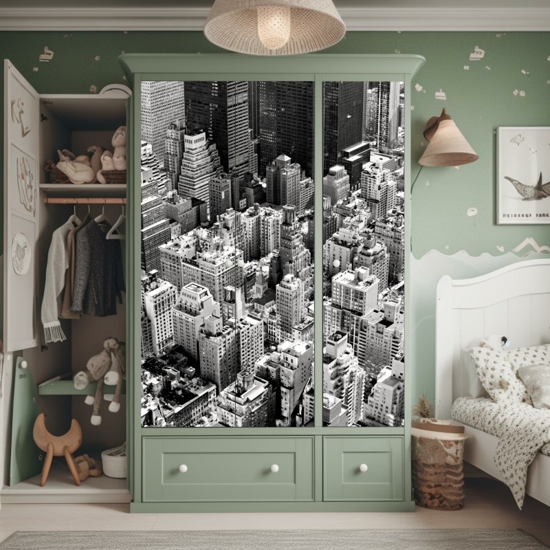 Naklejka na szafę luksusowy złoty wzór kwiatowy na granacie – Wallissimo®