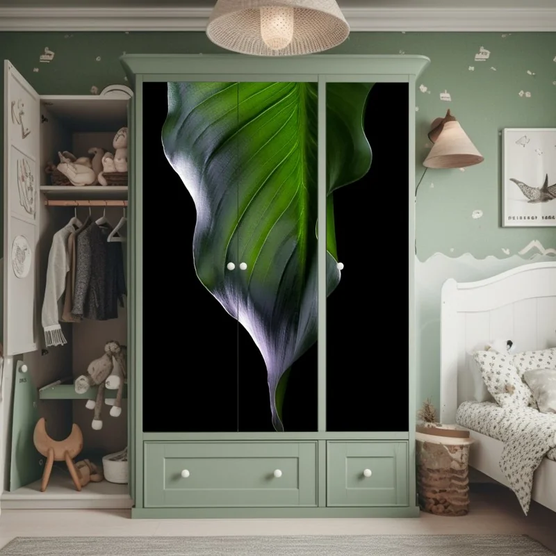 Naklejka na szafę miętowy kwiatowy wzór w stylu vintage – Wallissimo®