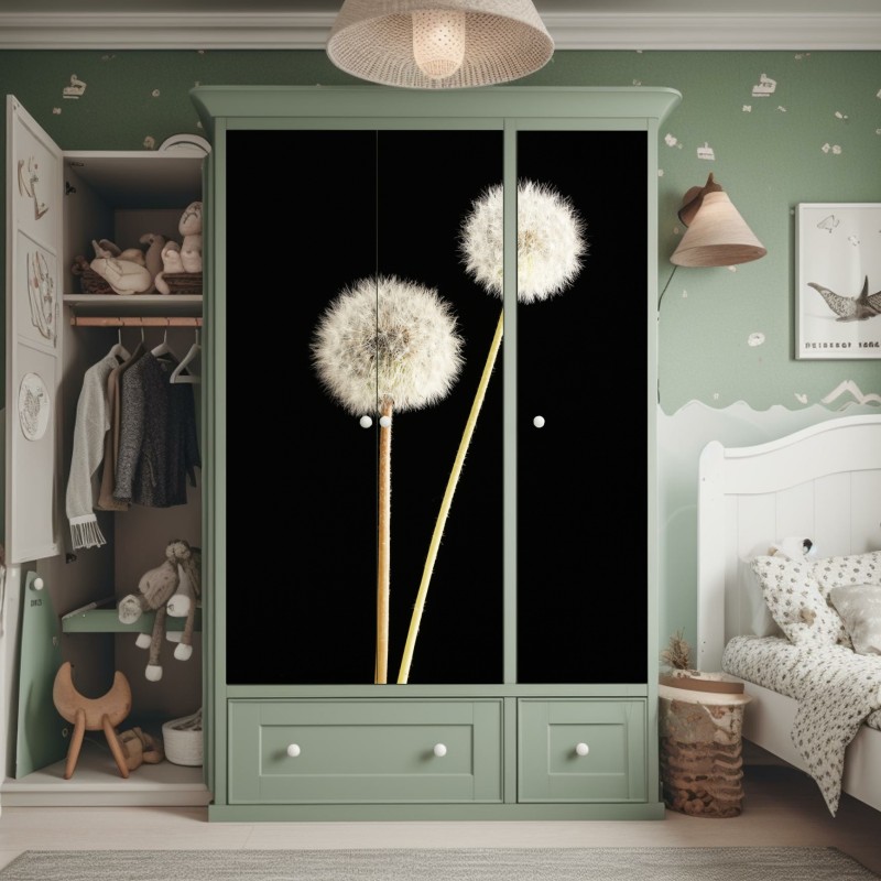 Naklejka na szafę tropikalny wzór hibiskusa i plumerii – Wallissimo®