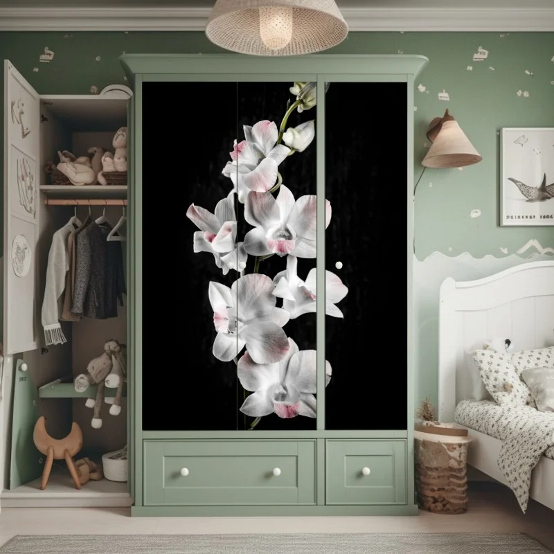 Naklejka na szafę czarno-biały wzór ze spiralami – Wallissimo®