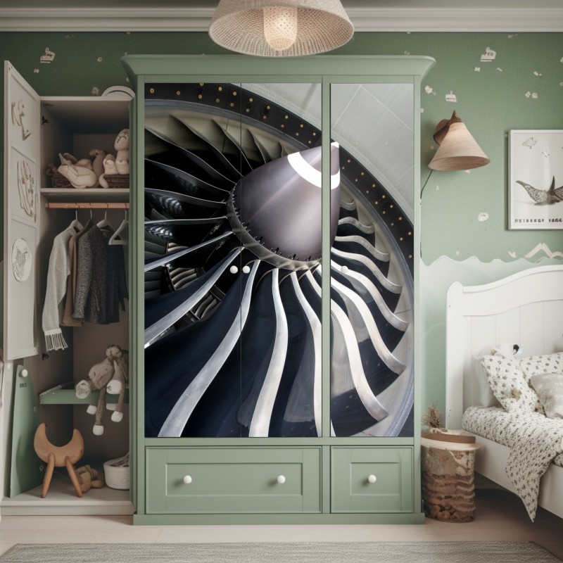 Naklejka na szafę luksusowy złoty wzór kwiatowy na granacie – Wallissimo®