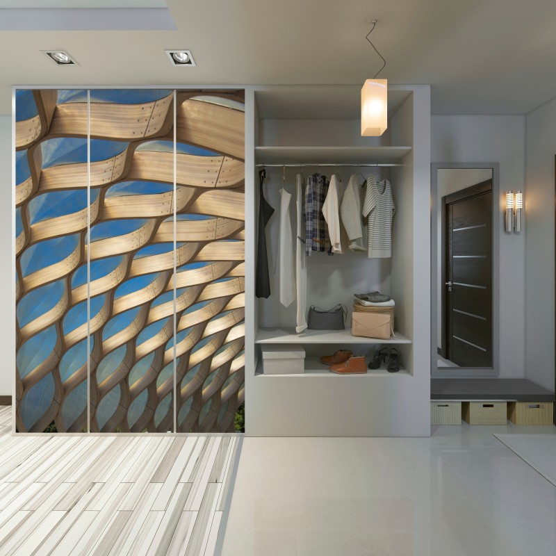 Naklejka na szafę drewniany ażurowy daszek w Chicago – Wallissimo® Naklejka na szafę drewniany ażurowy daszek w Chicago – Wallissimo®