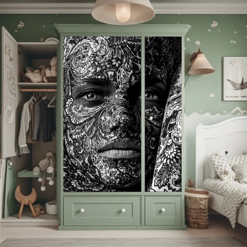 Naklejka na szafę nowoczesna niebieska panorama miejska – Wallissimo®