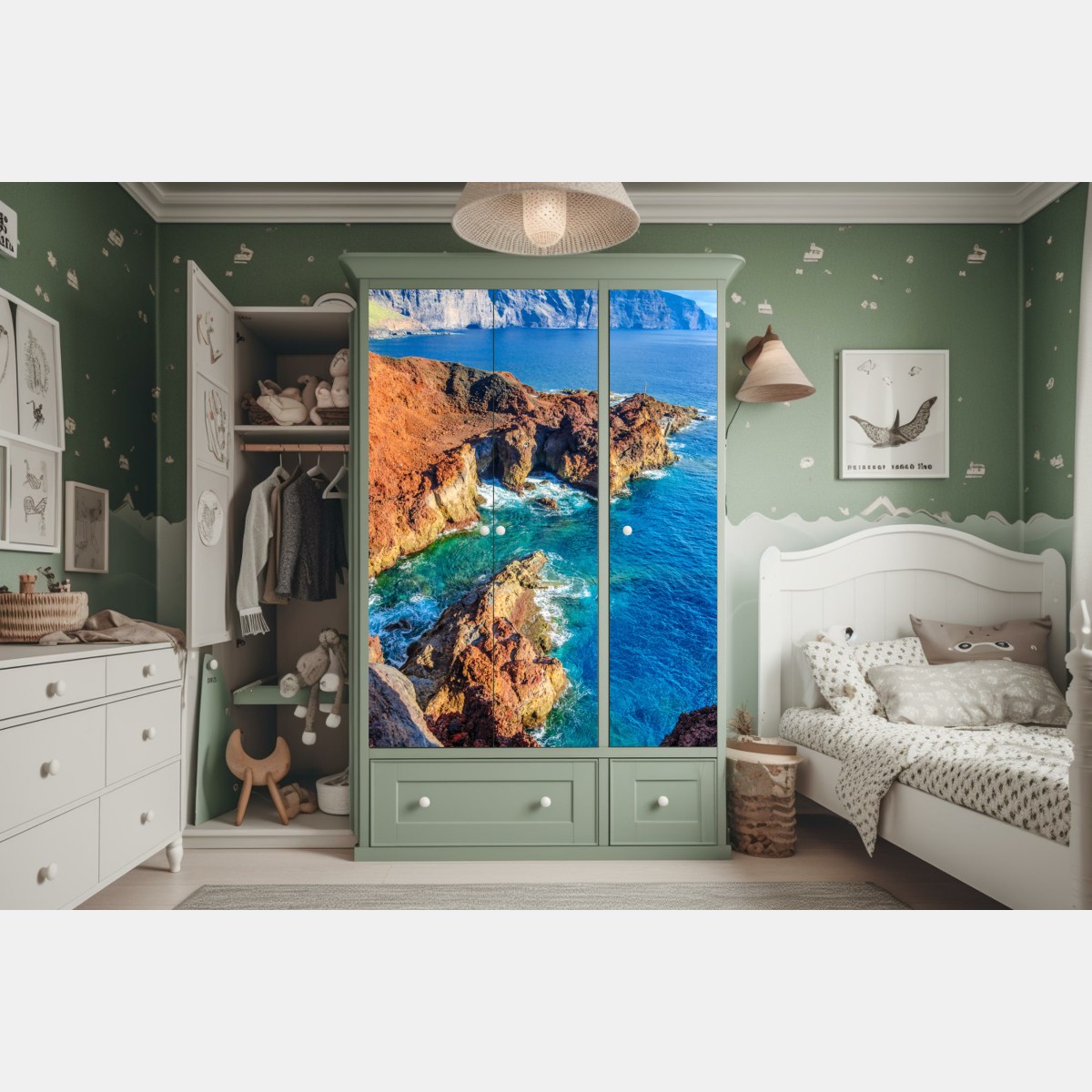 Naklejka na szafę surowe klify i turkusowe morze przy Punto Teno, Teneryfa – Wallissimo® Naklejka na szafę surowe klify i turkusowe morze przy Punto Teno, Teneryfa – Wallissimo®
