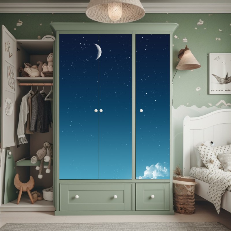 Naklejka na szafę słoneczna uliczka z kamiennymi domami i kolorowymi okiennicami – Wallissimo®