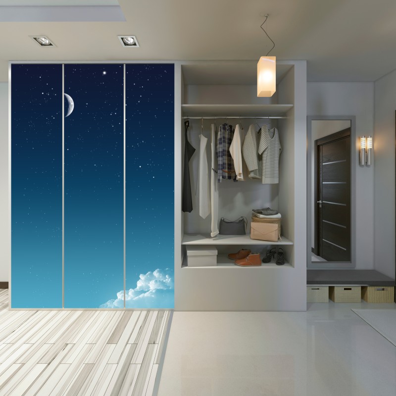 Naklejka na szafę spokojne nocne niebo z księżycem – Wallissimo® Naklejka na szafę spokojne nocne niebo z księżycem – Wallissimo®