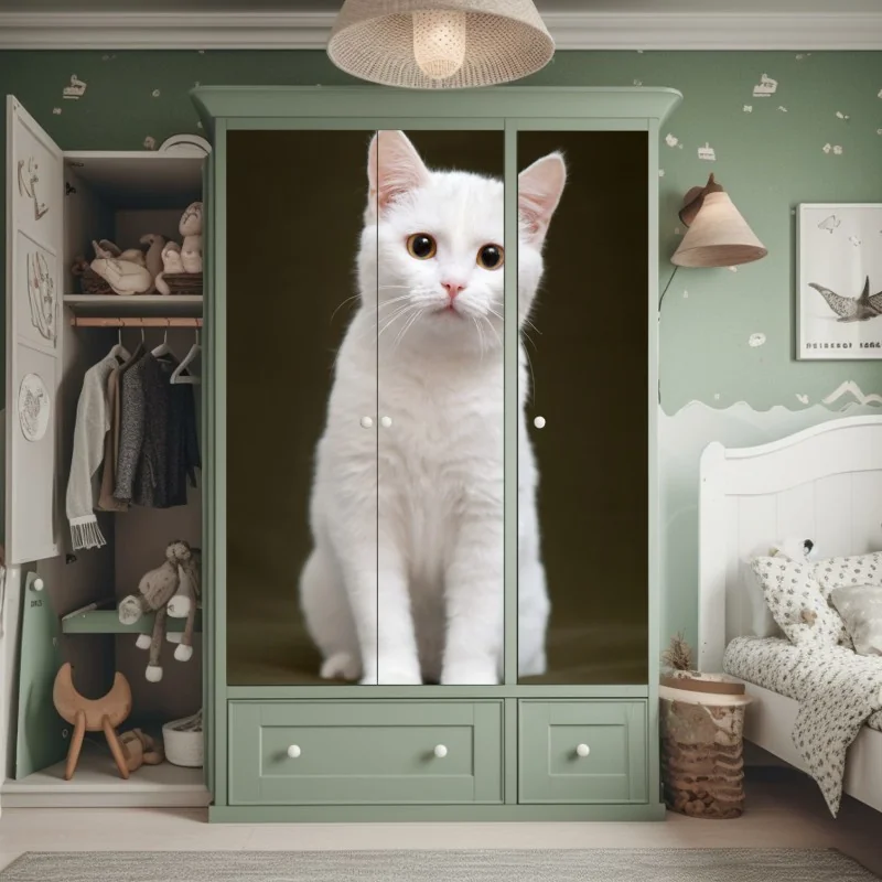 Naklejka na szafę minimalna niebieska wstęga geometryczna – Wallissimo®