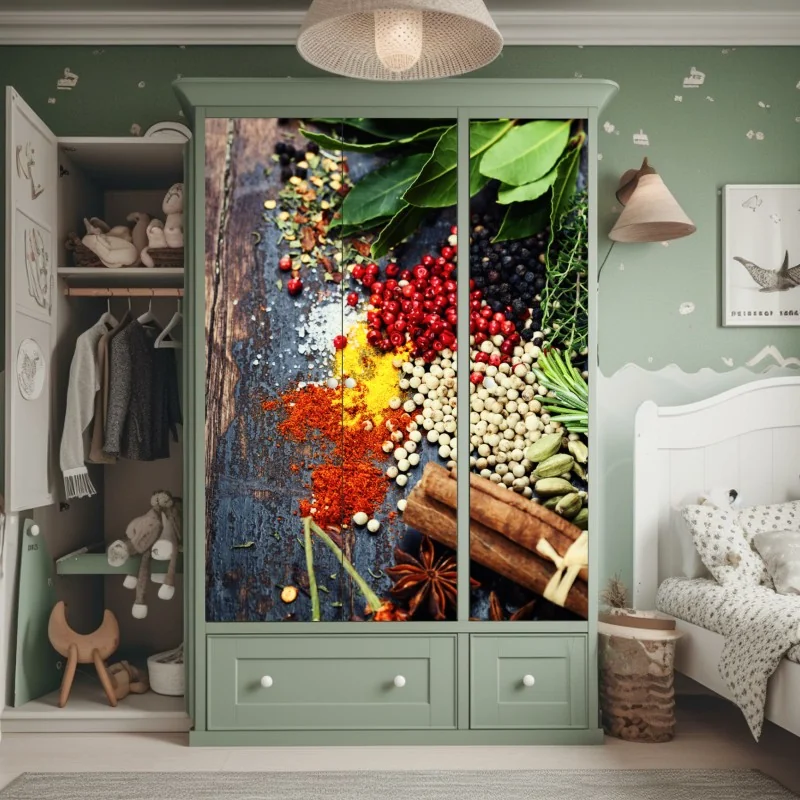 Naklejka na szafę żywy zachód słońca z palmami – Wallissimo®