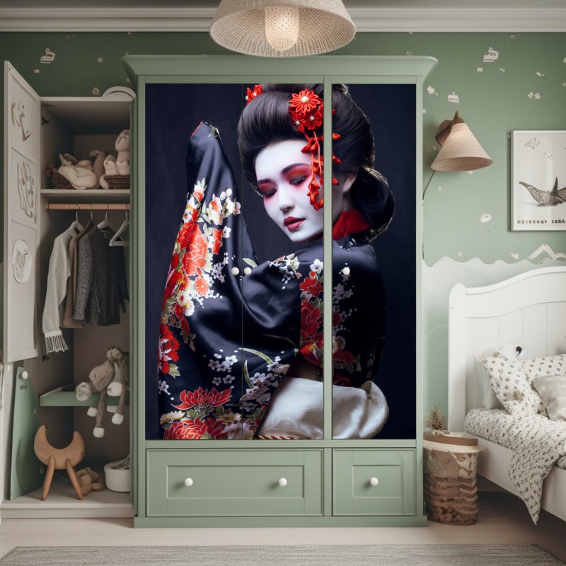 Naklejka na szafę delikatne białe storczyki na stonowanym tle – Wallissimo®