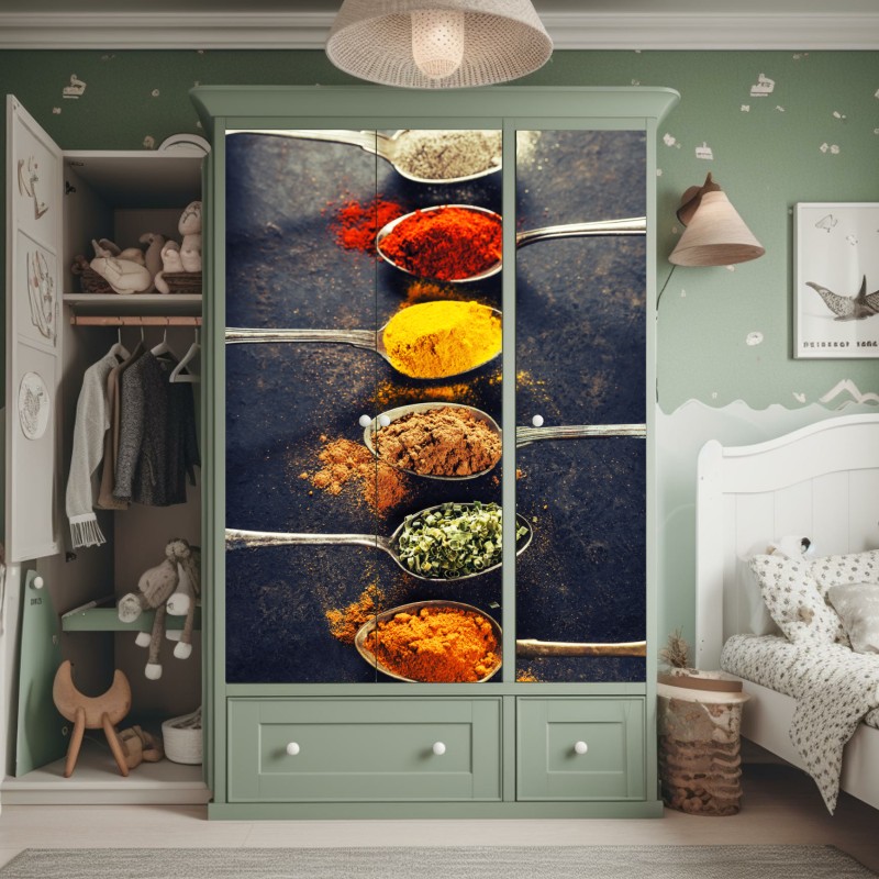 Naklejka na szafę złote linie górskie na granatowym tle – Wallissimo®