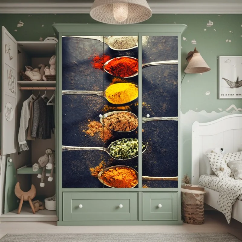 Naklejka na szafę geometryczne formy architektoniczne w metalu – Wallissimo®