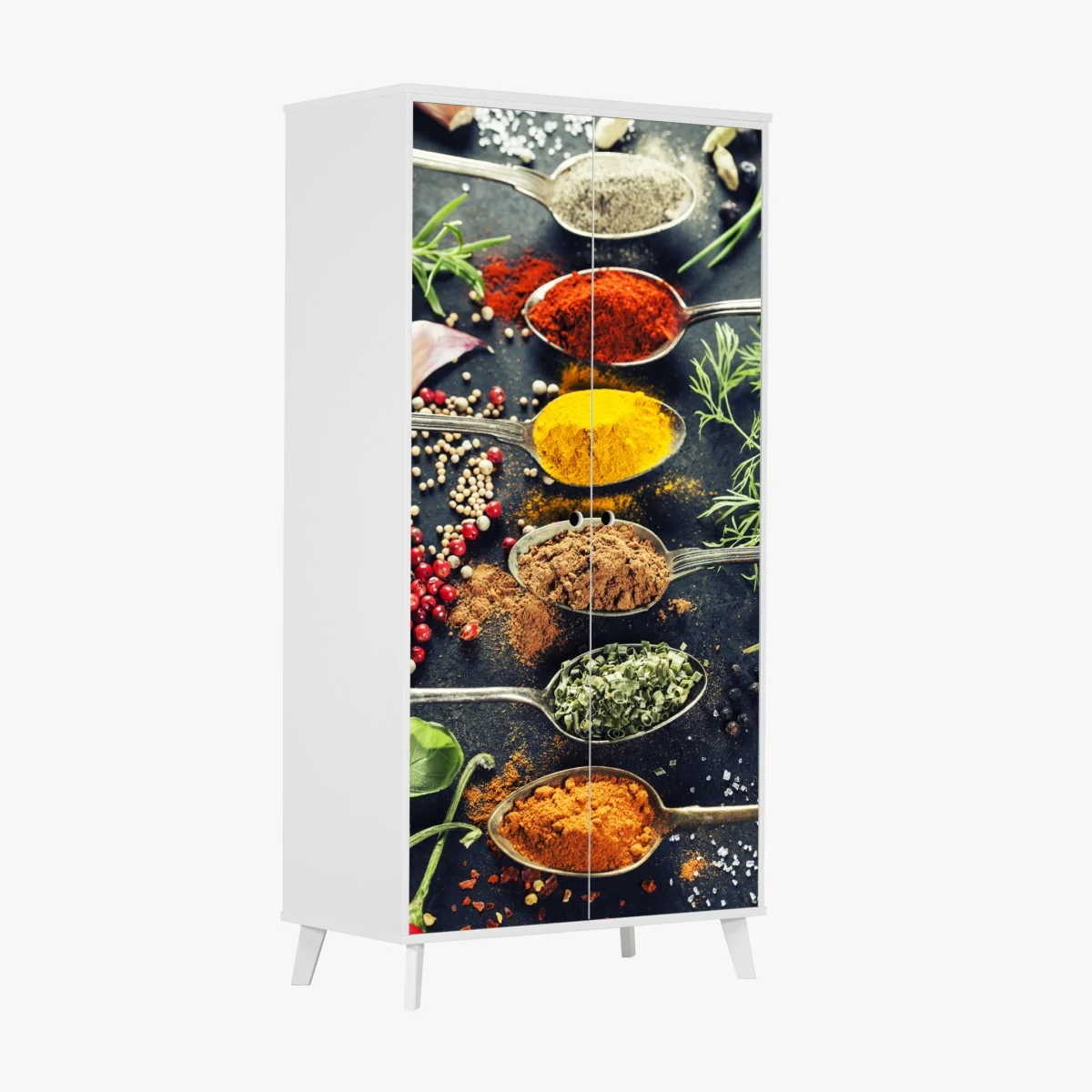 Naklejka na szafę kompozycja przypraw i ziół – Wallissimo® Naklejka na szafę kompozycja przypraw i ziół – Wallissimo®