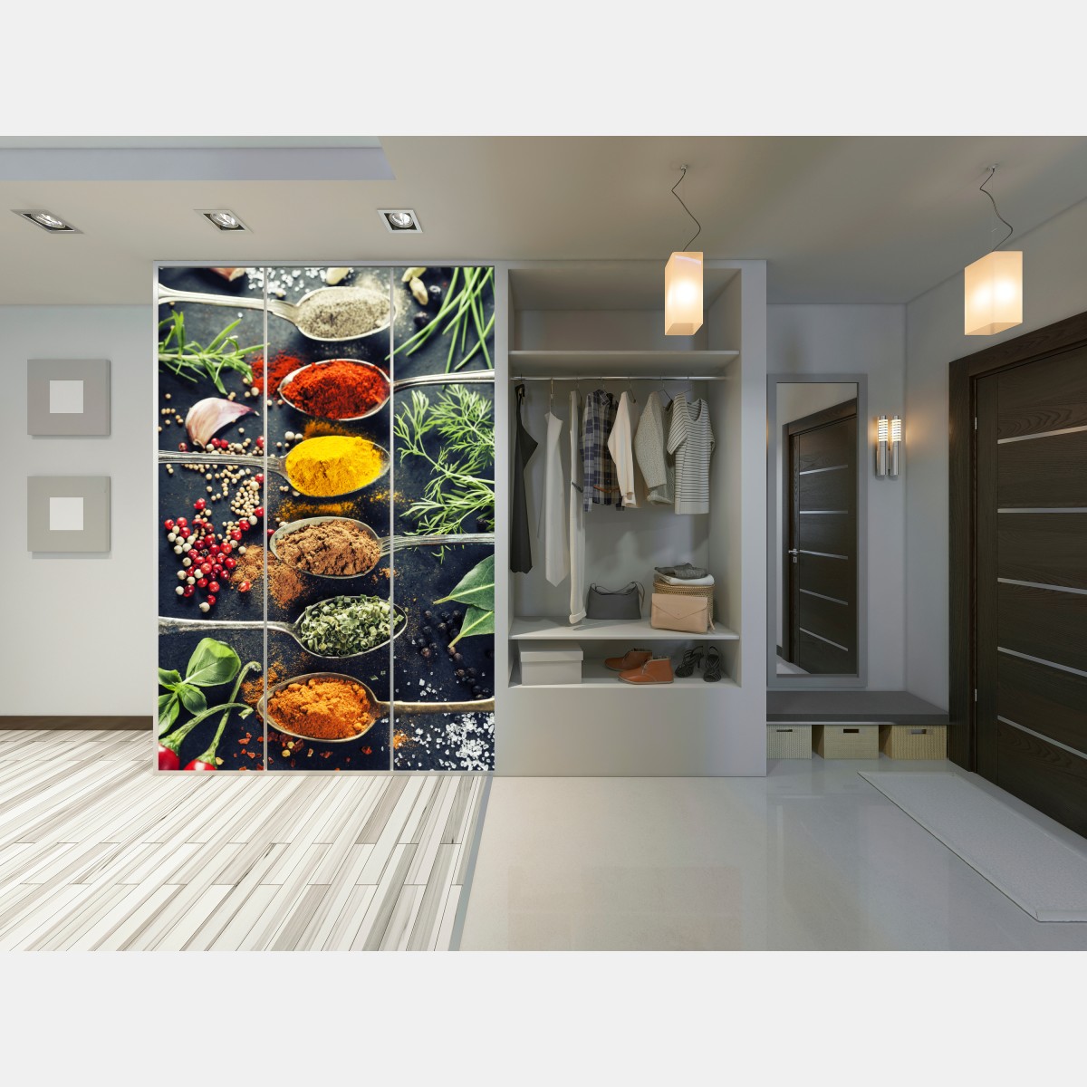 Naklejka na szafę kompozycja przypraw i ziół – Wallissimo® Naklejka na szafę kompozycja przypraw i ziół – Wallissimo®