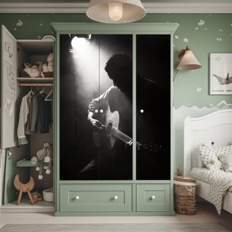 Naklejka na szafę turkusowo-musztardowy botaniczny wzór – Wallissimo®