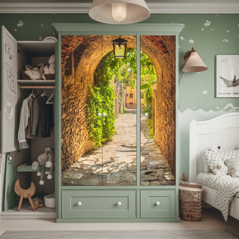 Naklejka na szafę paw wśród gałęzi granatu – Wallissimo®