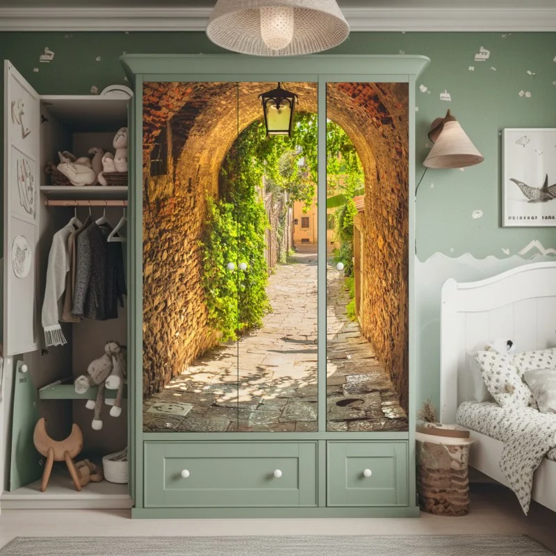 Naklejka na szafę mglista górska panorama – Wallissimo®