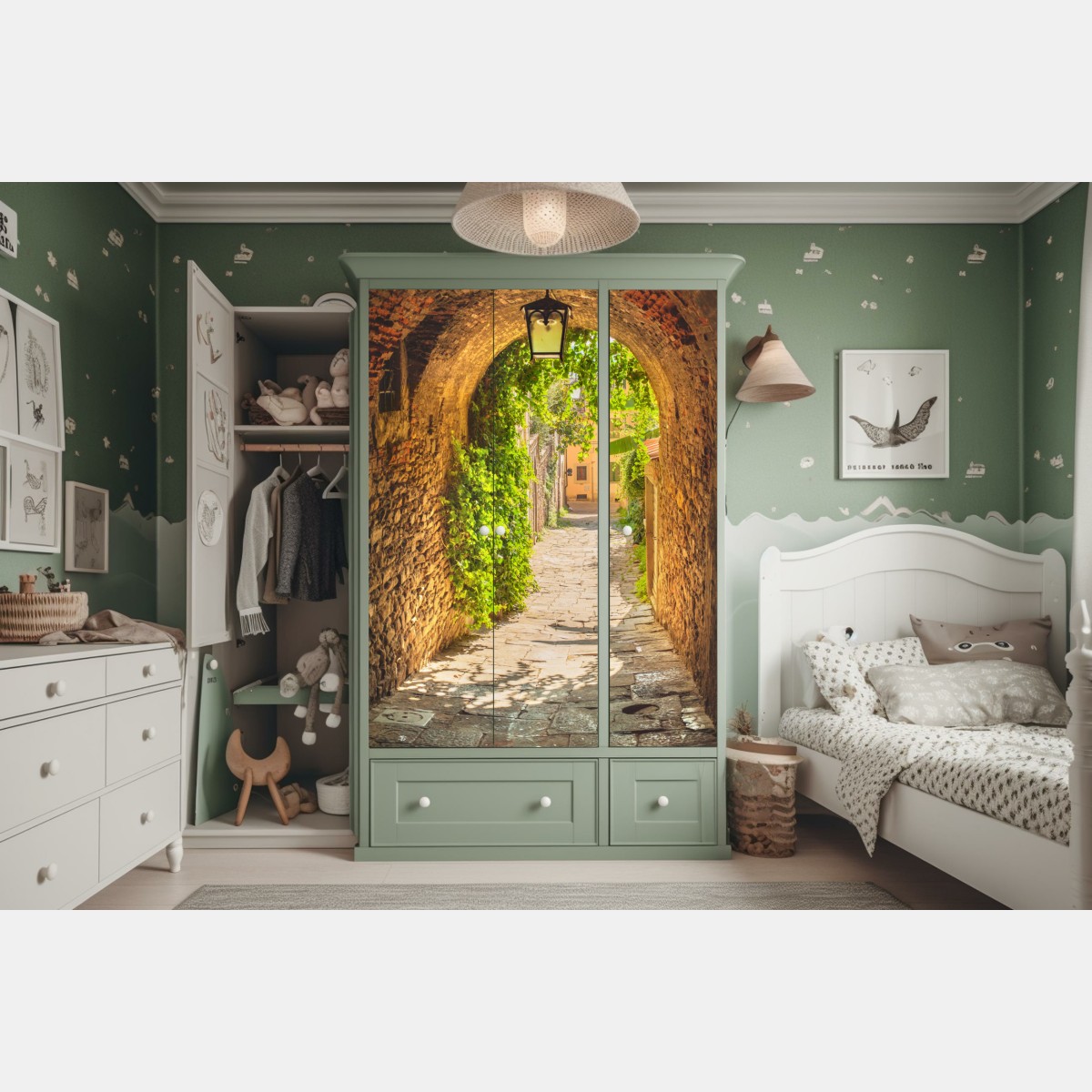 Naklejka na szafę słoneczna uliczka w Toskanii – Wallissimo® Naklejka na szafę słoneczna uliczka w Toskanii – Wallissimo®