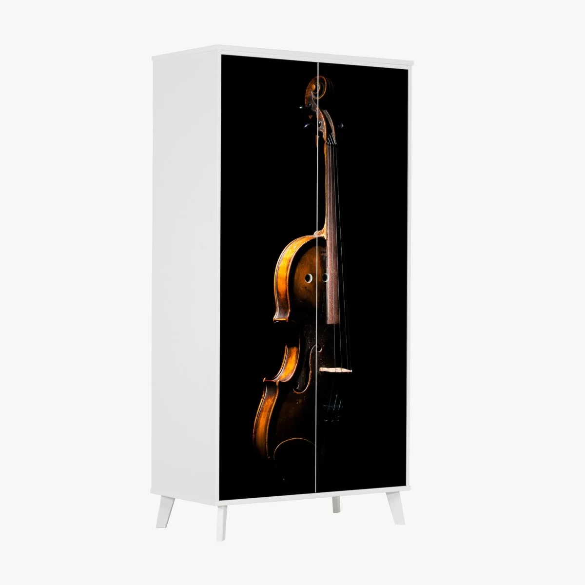 Naklejka na szafę eleganckie retro skrzypce na czarnym tle – Wallissimo® Naklejka na szafę eleganckie retro skrzypce na czarnym tle – Wallissimo®