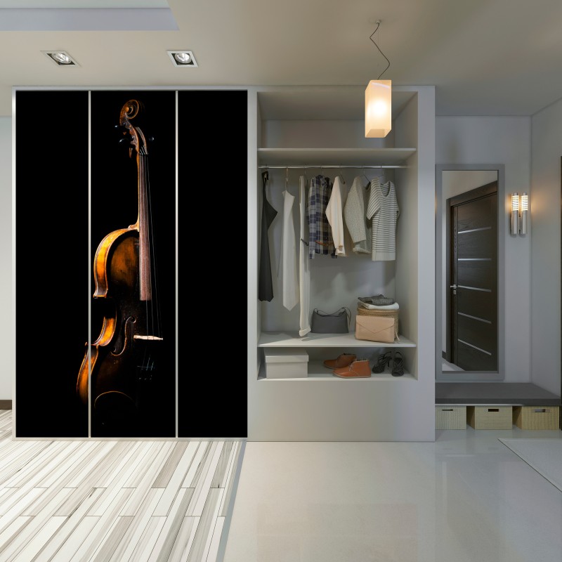 Naklejka na szafę eleganckie retro skrzypce na czarnym tle – Wallissimo® Naklejka na szafę eleganckie retro skrzypce na czarnym tle – Wallissimo®