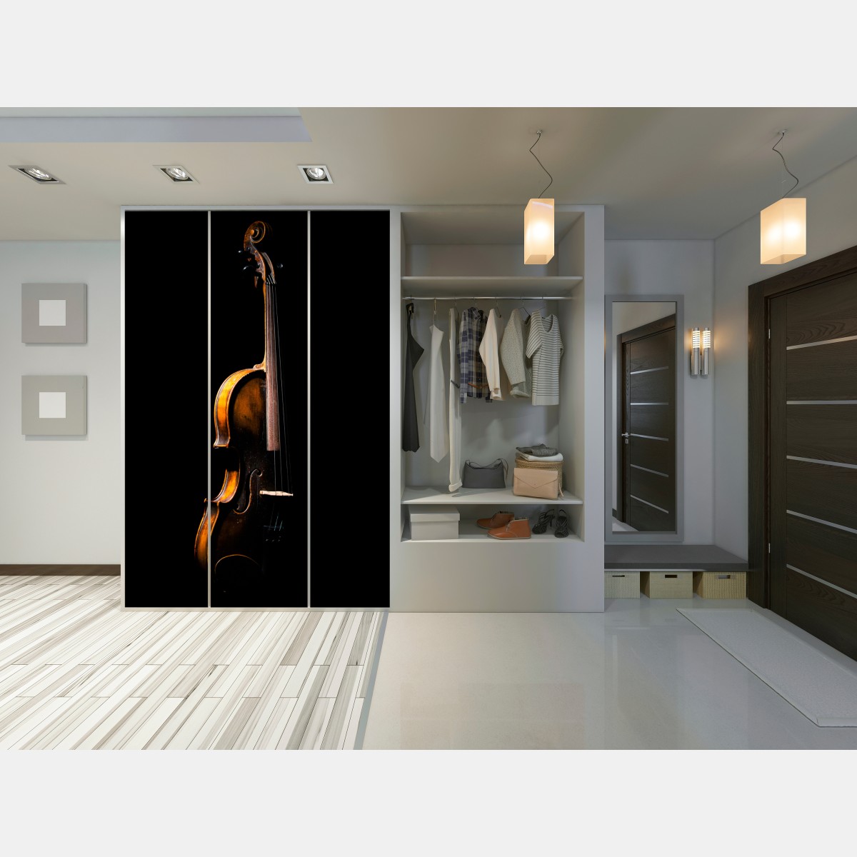 Naklejka na szafę eleganckie retro skrzypce na czarnym tle – Wallissimo® Naklejka na szafę eleganckie retro skrzypce na czarnym tle – Wallissimo®