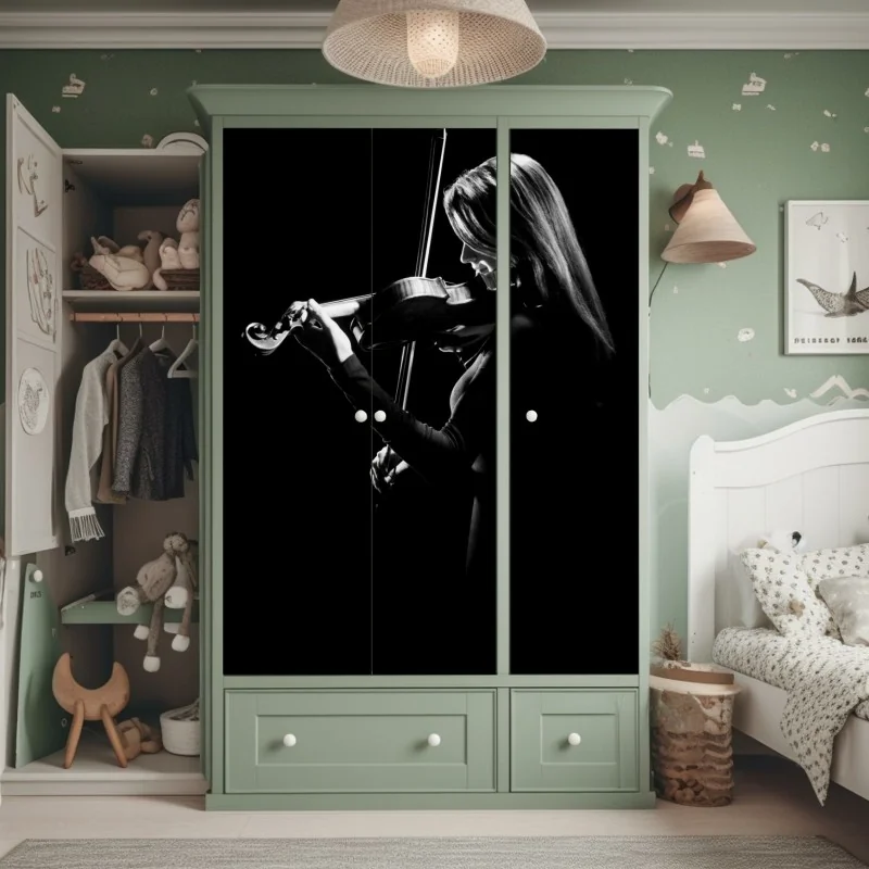 Naklejka na szafę turkusowo-złota abstrakcja ze złotymi żyłami – Wallissimo®