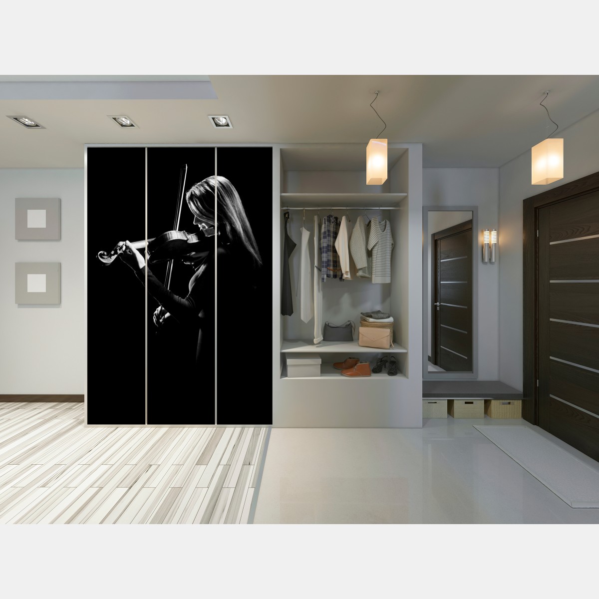 Naklejka na szafę elegancka sylwetka skrzypaczki – Wallissimo® Naklejka na szafę elegancka sylwetka skrzypaczki – Wallissimo®