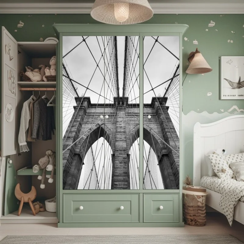 Naklejka na szafę iryzujący różowy wzór piór – Wallissimo®