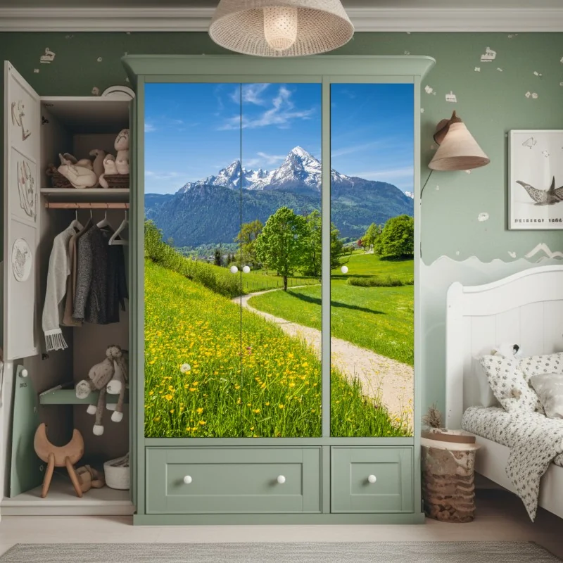 Naklejka na szafę biały marmur ze złotymi żyłkami – Wallissimo®