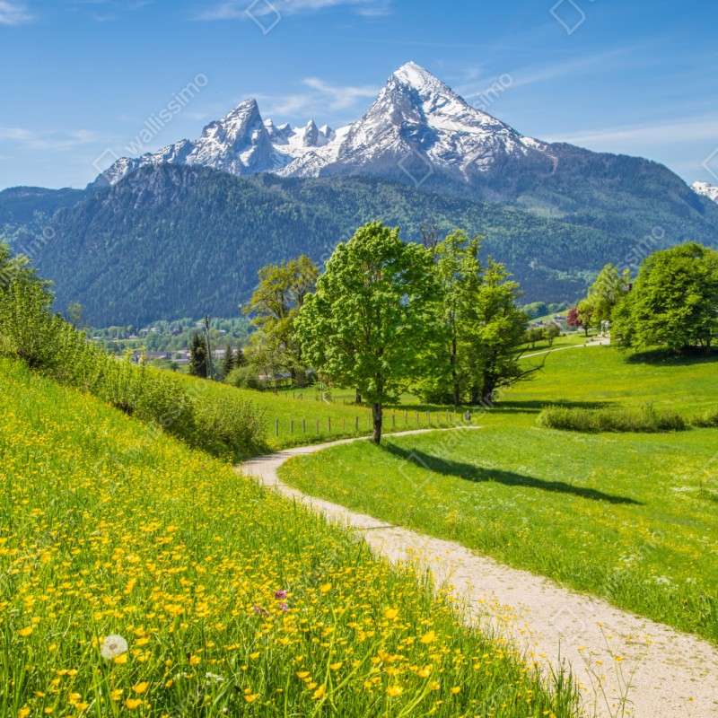 Naklejka na szafę alpejska łąka i górska ścieżka – Wallissimo® Naklejka na szafę alpejska łąka i górska ścieżka – Wallissimo®