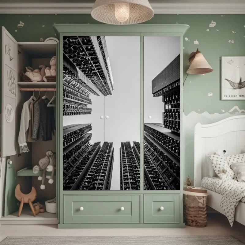 Naklejka na szafę mglisty poranek w lesie – Wallissimo®